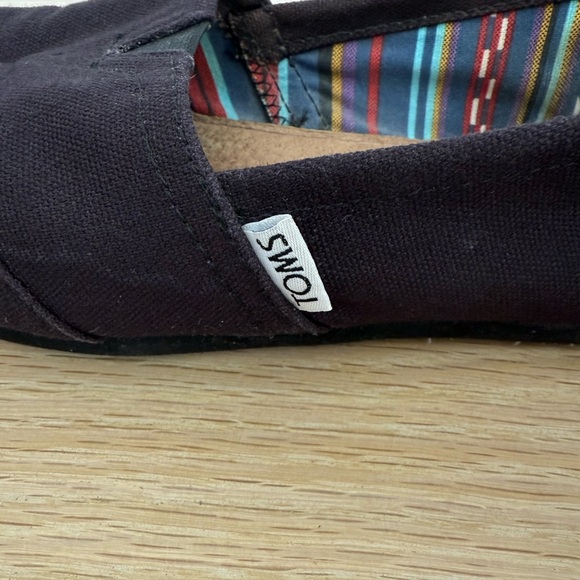 Toms Black Canvas Slip-Ons with Striped Lining - Picture 4 of 5